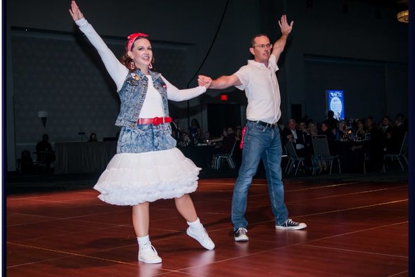 The Goodmans strike a pose on the dance floor